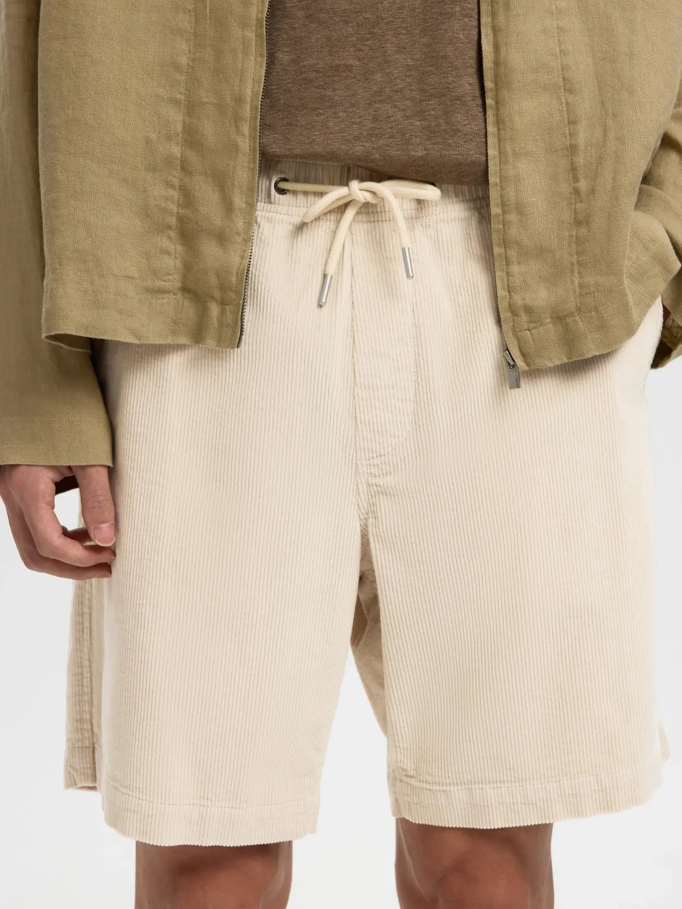 Selected miesten shortsit SLHREGULAR-JACE Corduroy Shorts, Fog