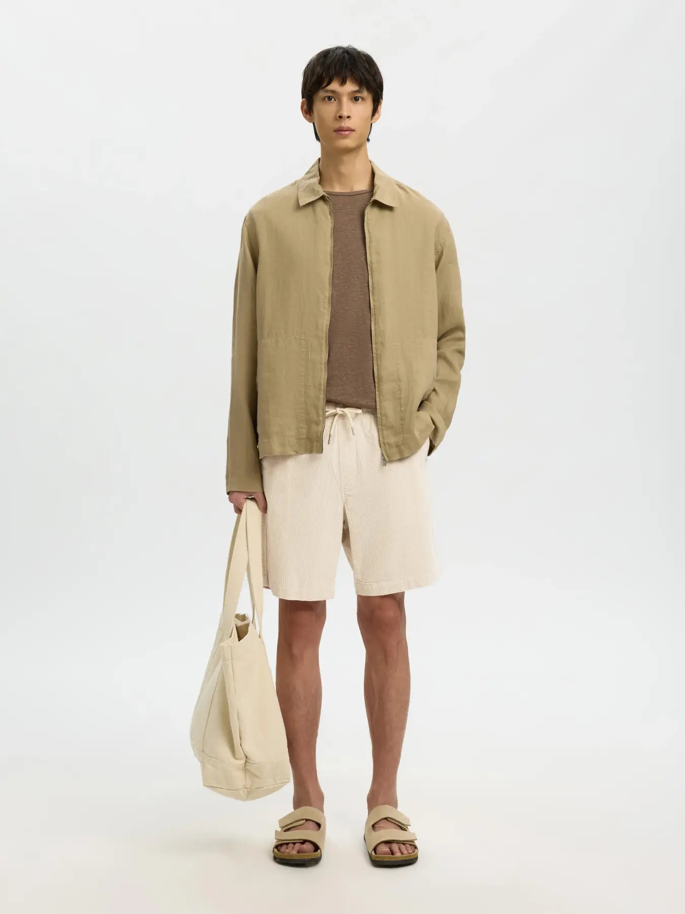 Selected miesten shortsit SLHREGULAR-JACE Corduroy Shorts, Fog