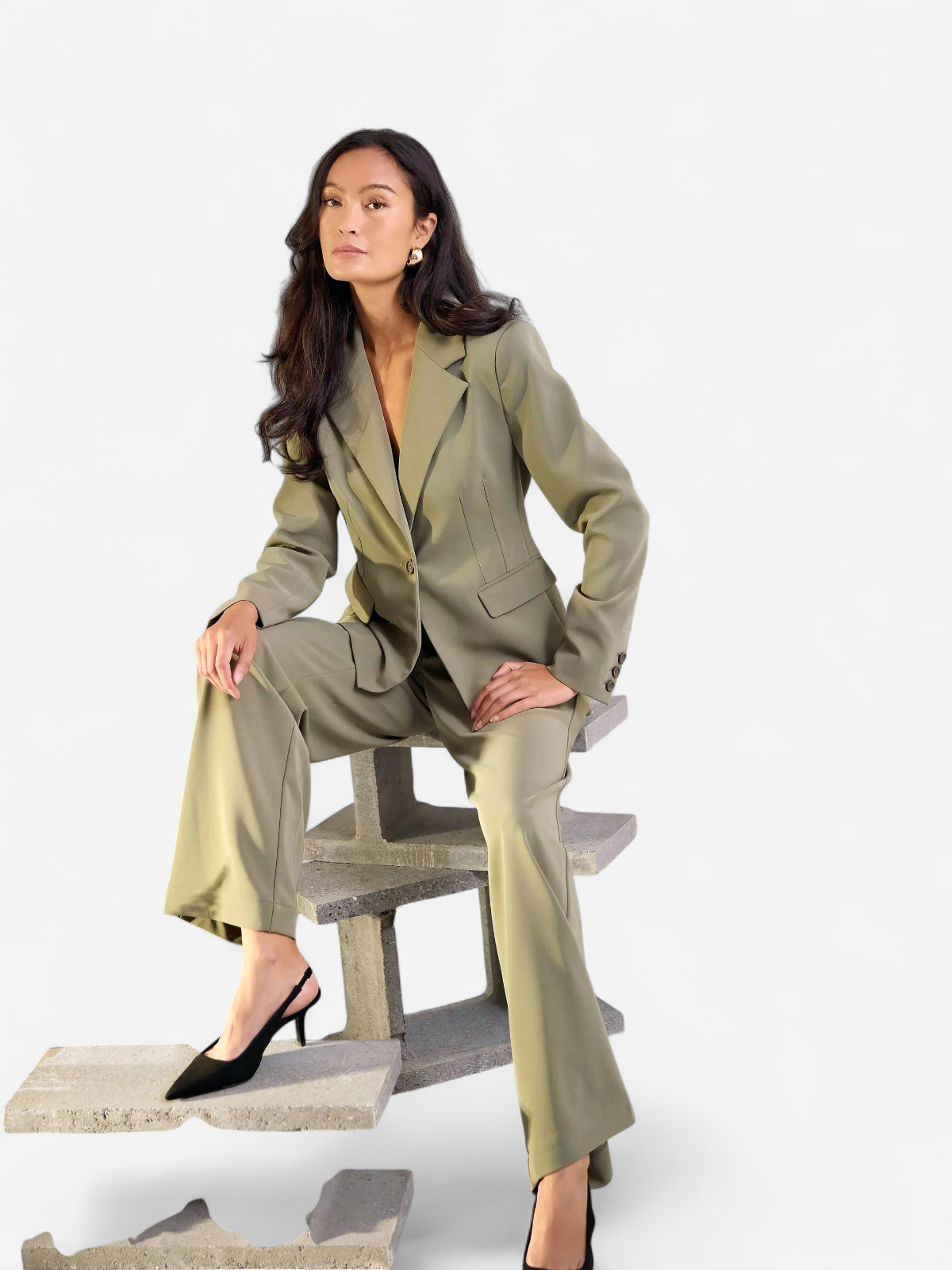 Philosophy Blues Original naisten bleiseri Verato Short Blazer, vaalea armeijanvihreä - Kekäle.fi