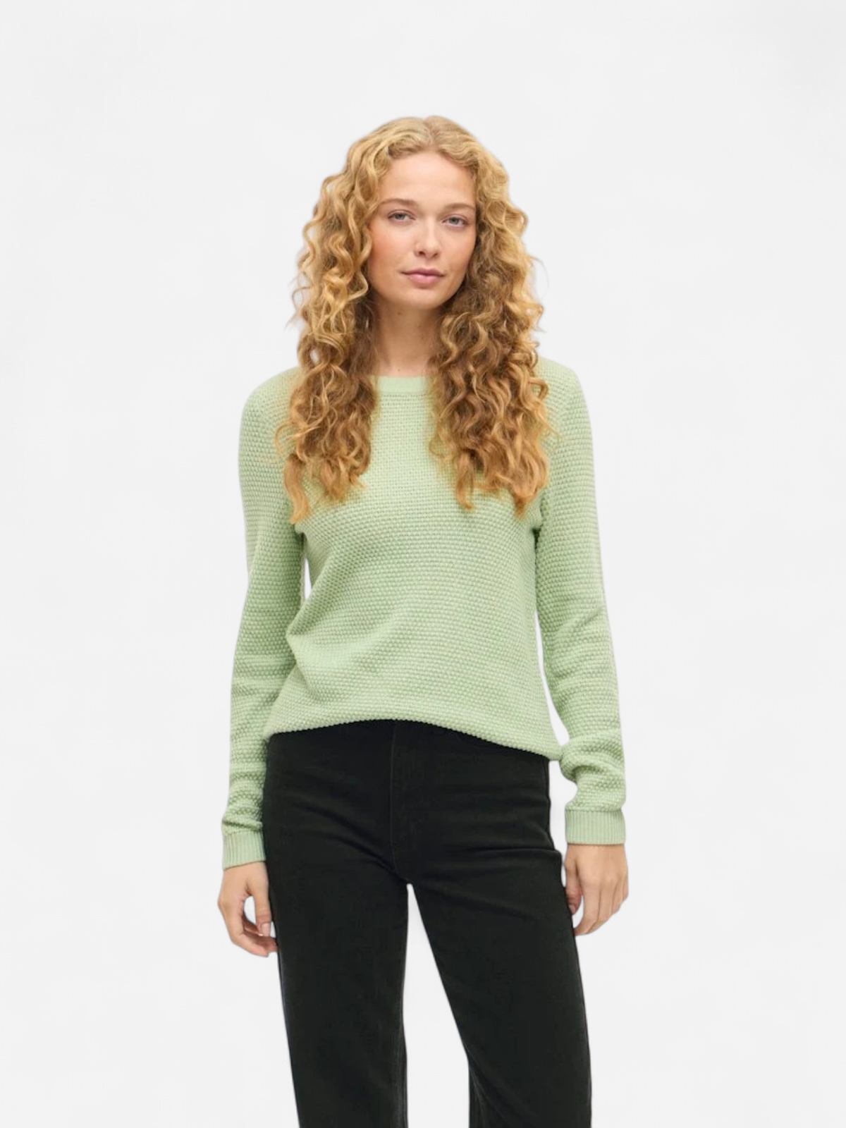 Vila naisten neulepaita VIDalo O-Neck L/S Knit Top-NOOS, Smoke Green - Kekäle.fi