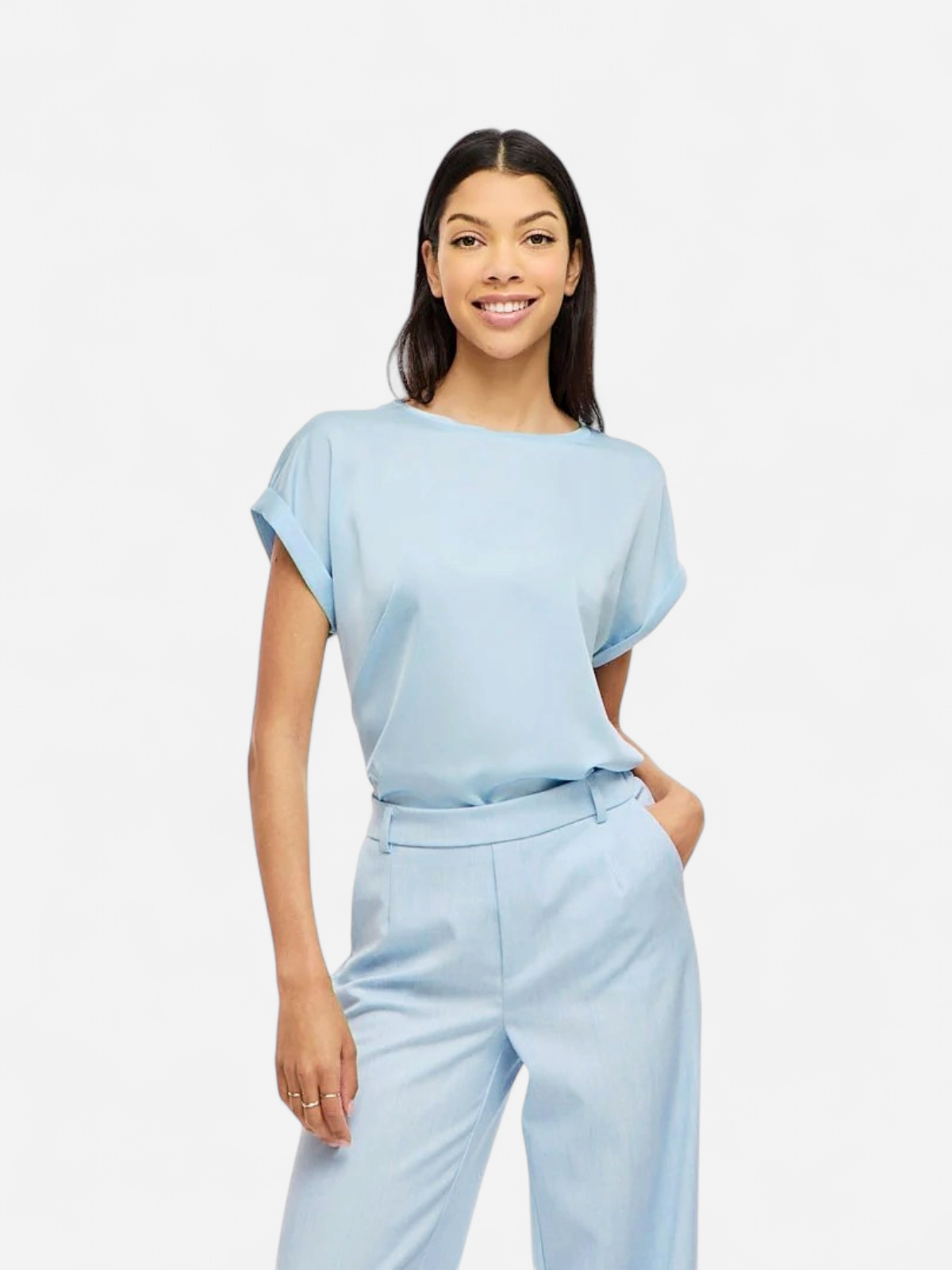 VIELLETTE S/S SATIN TOP - NOOS Nantucket Breeze - Kekäle.fi