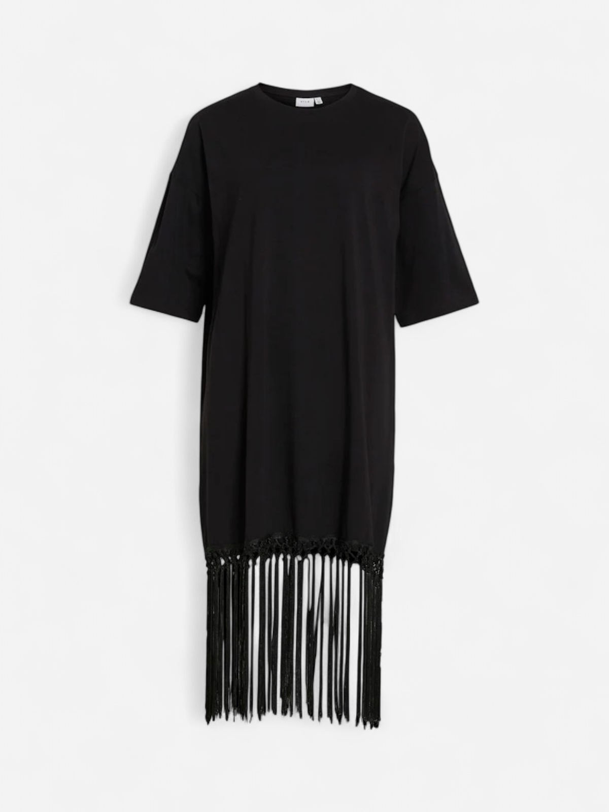 VIKATA 2/4 OVERSIZE FRINGE DRESS Black - Kekäle.fi