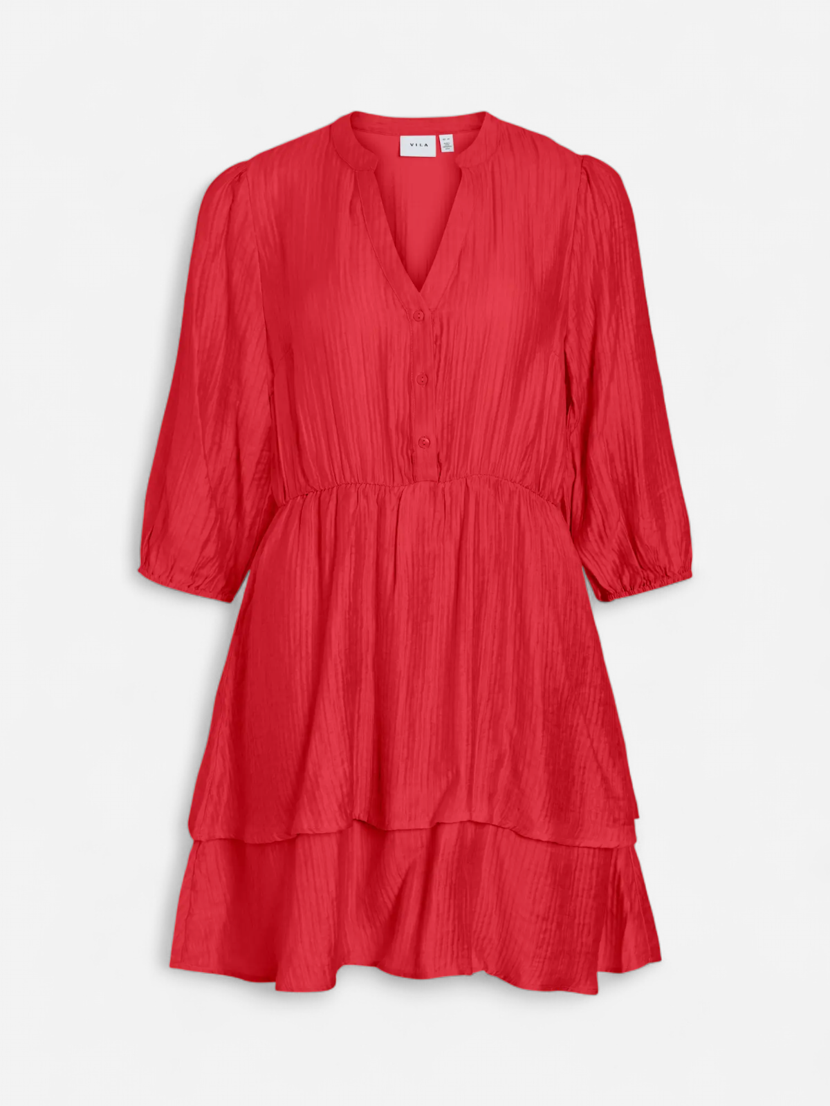 Vila mekko Vikenila V-Neck 3/4 Dress, Hibiscus - Kekäle.fi