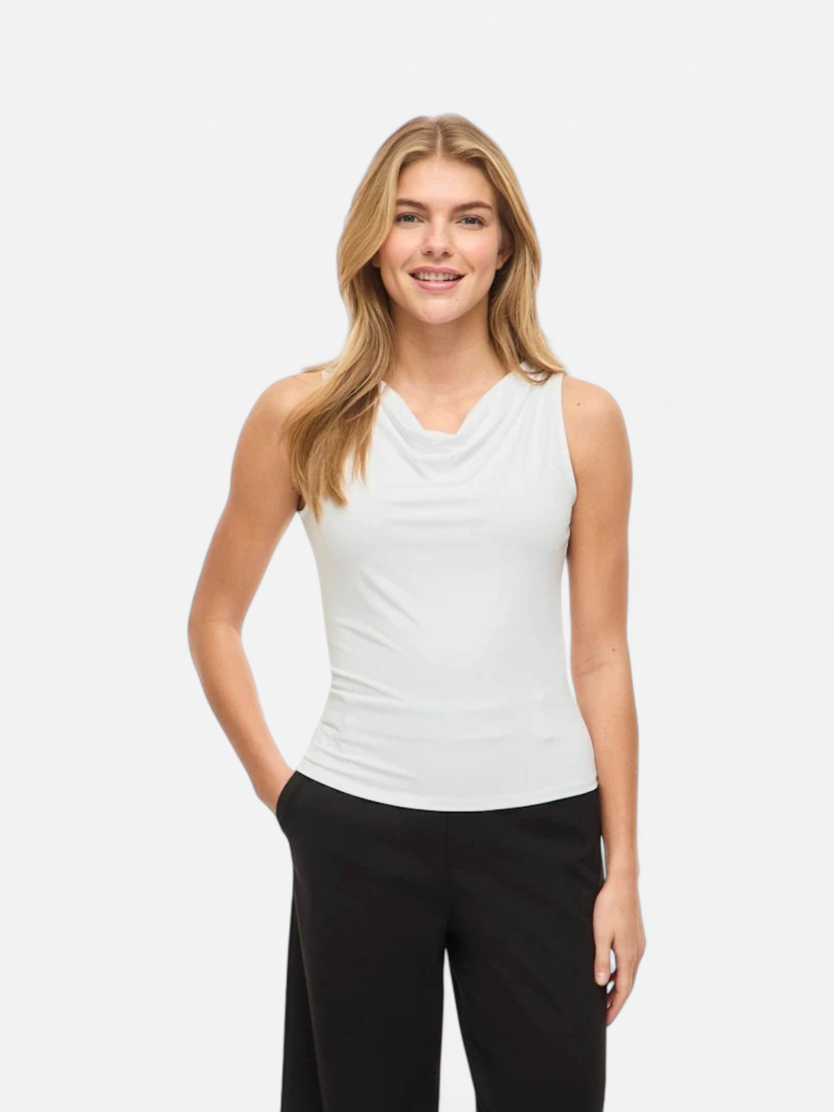 Vila Naisten Toppi Vikenza Waterfall Sleeveless Top, valkoinen - Kekäle.fi