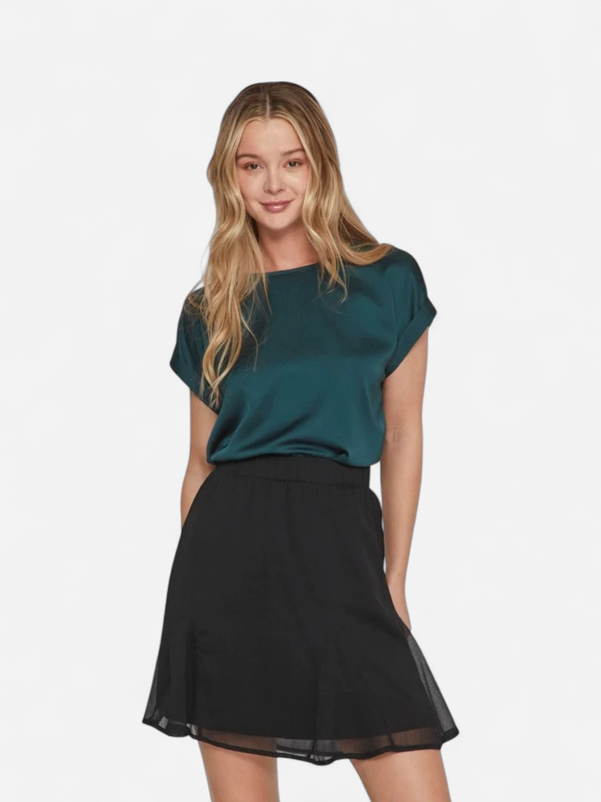 Vila lyhythihainen toppi, VIELLETTE S/S SATIN TOP Ponderosa Pine - Kekäle.fi