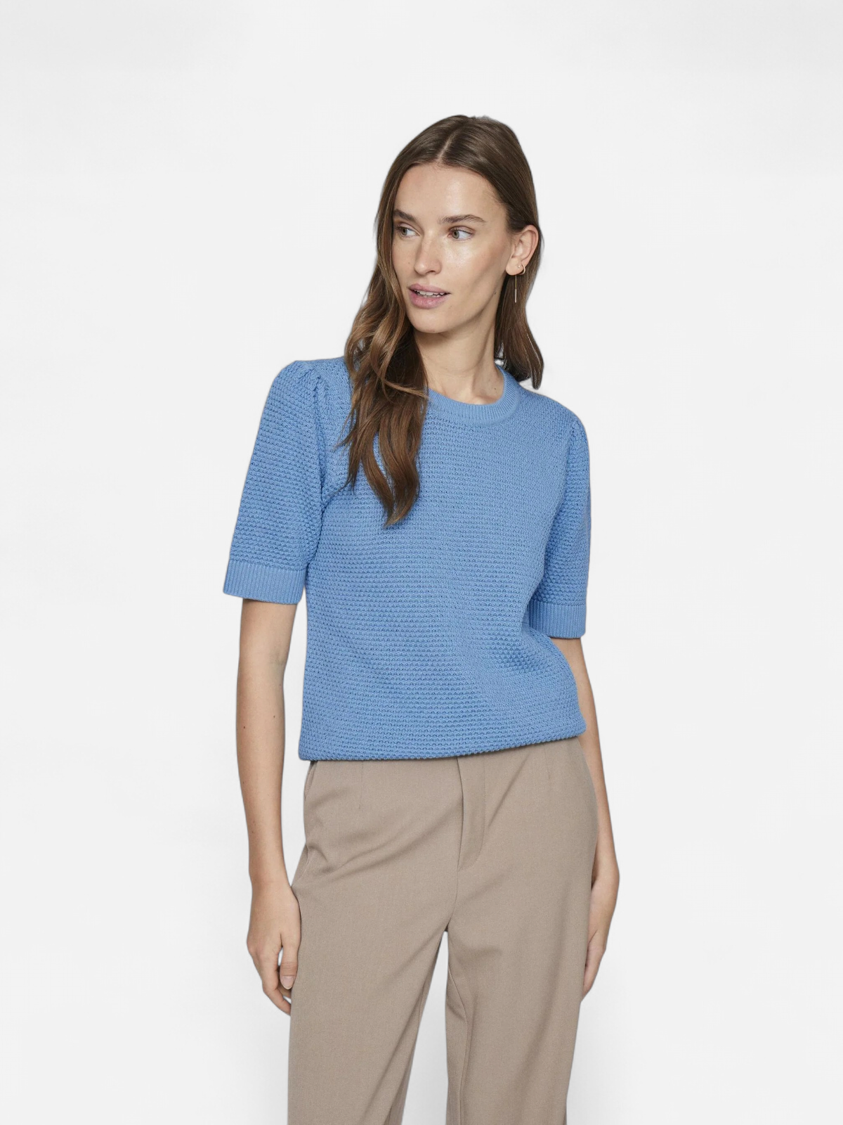 Vila naisten neulepusero, VIDALO O-NECK S/S KNIT TOP Vaaleansininen - Kekäle.fi