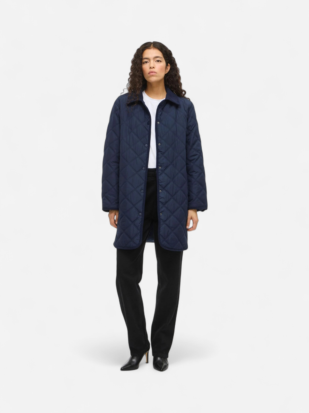 Vila naisten tikkitakki, VIQUILA L/S CORDUROY QUILT LONG JACKET Navy Blazer - Kekäle.fi