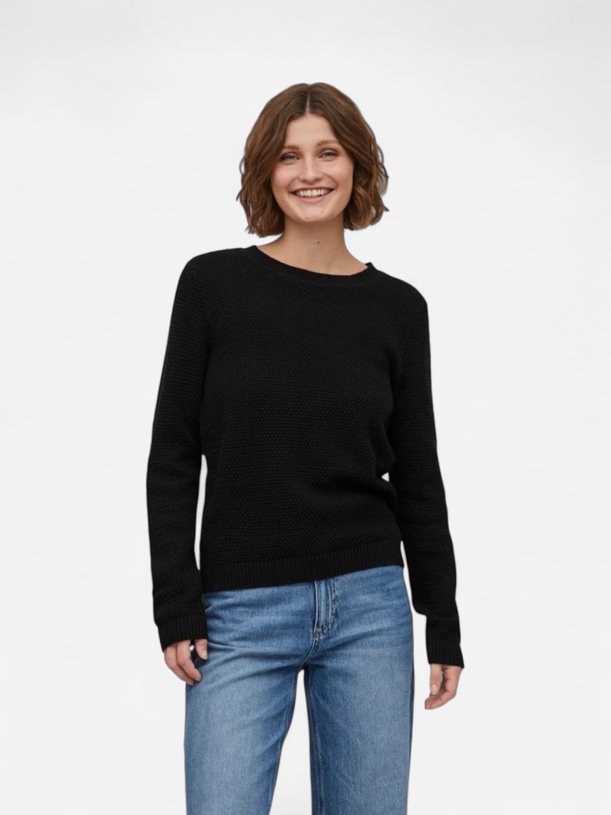 Vila neule, VIDALO O-NECK L/S KNIT TOP Black - Kekäle.fi