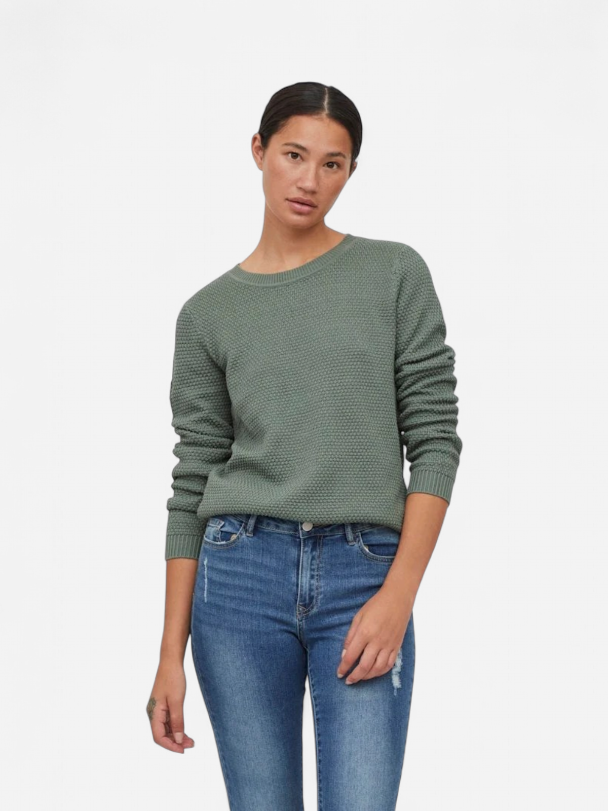 Vila neule, VIDALO O-NECK L/S KNIT TOP Laurel Wreath - Kekäle.fi