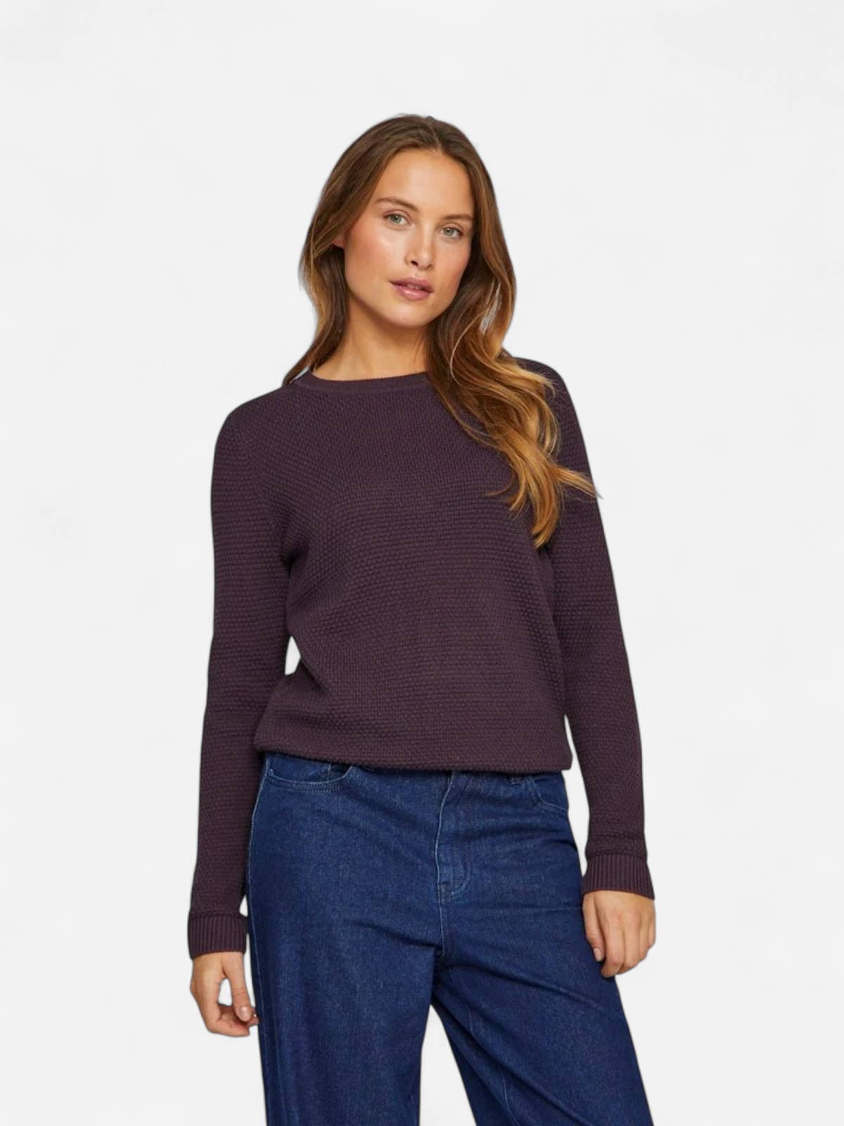 Vila neule, VIDALO O-NECK L/S KNIT TOP Plum Perfect - Kekäle.fi