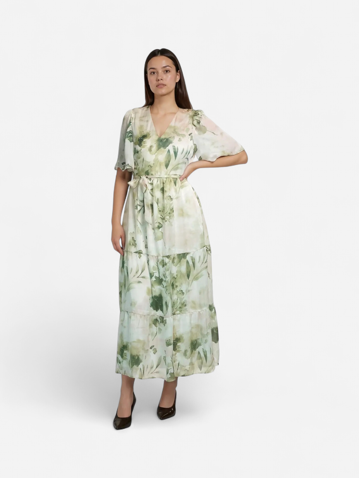 Vila mekko VIMolina V-Neck 2/4 Ankle Dress, Birch Molina - Kekäle.fi