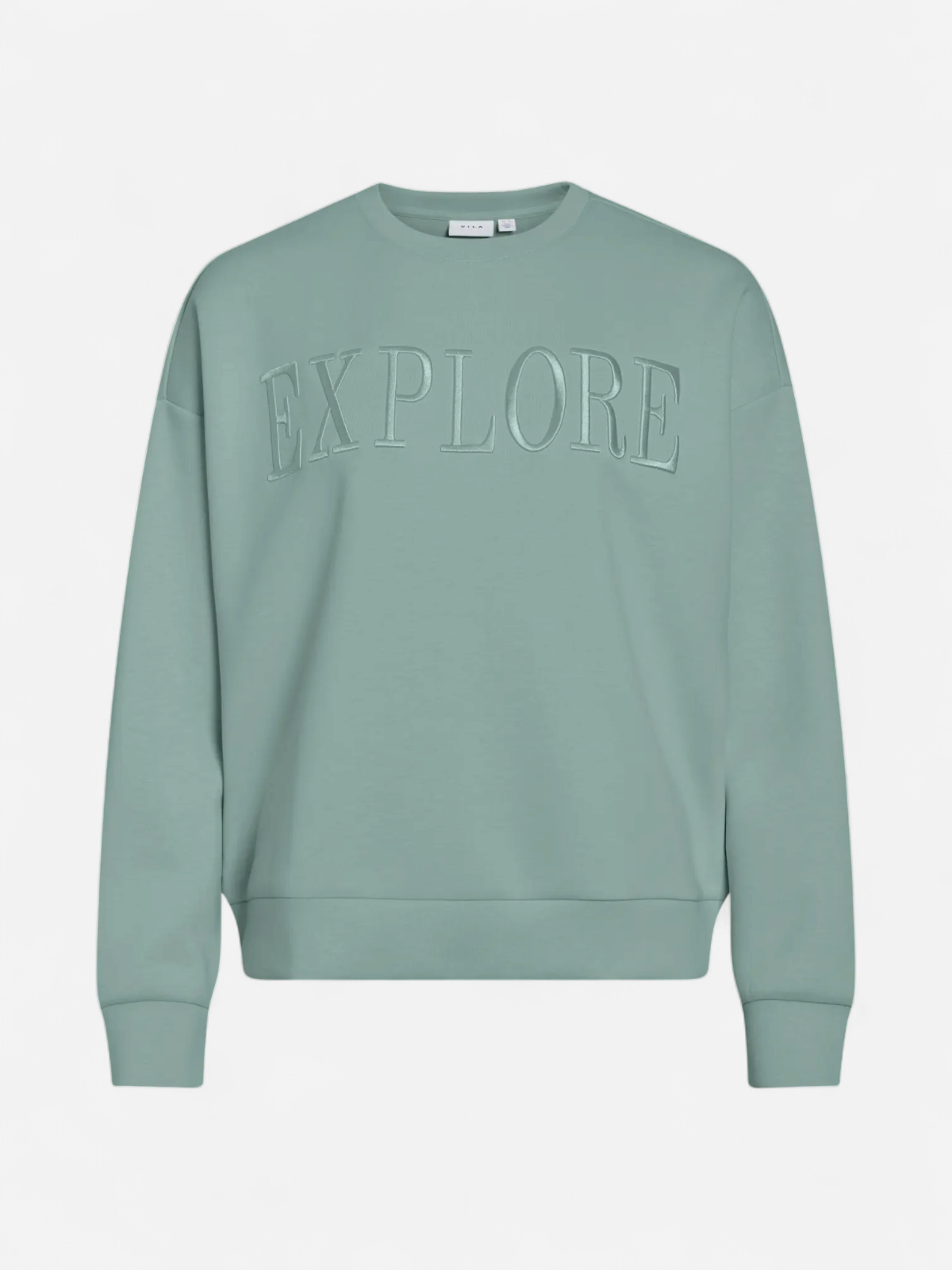 Vila naisten collegepaita VIREFLECT New EMB L/S Sweat Top Explore, Blue surf - Kekäle.fi