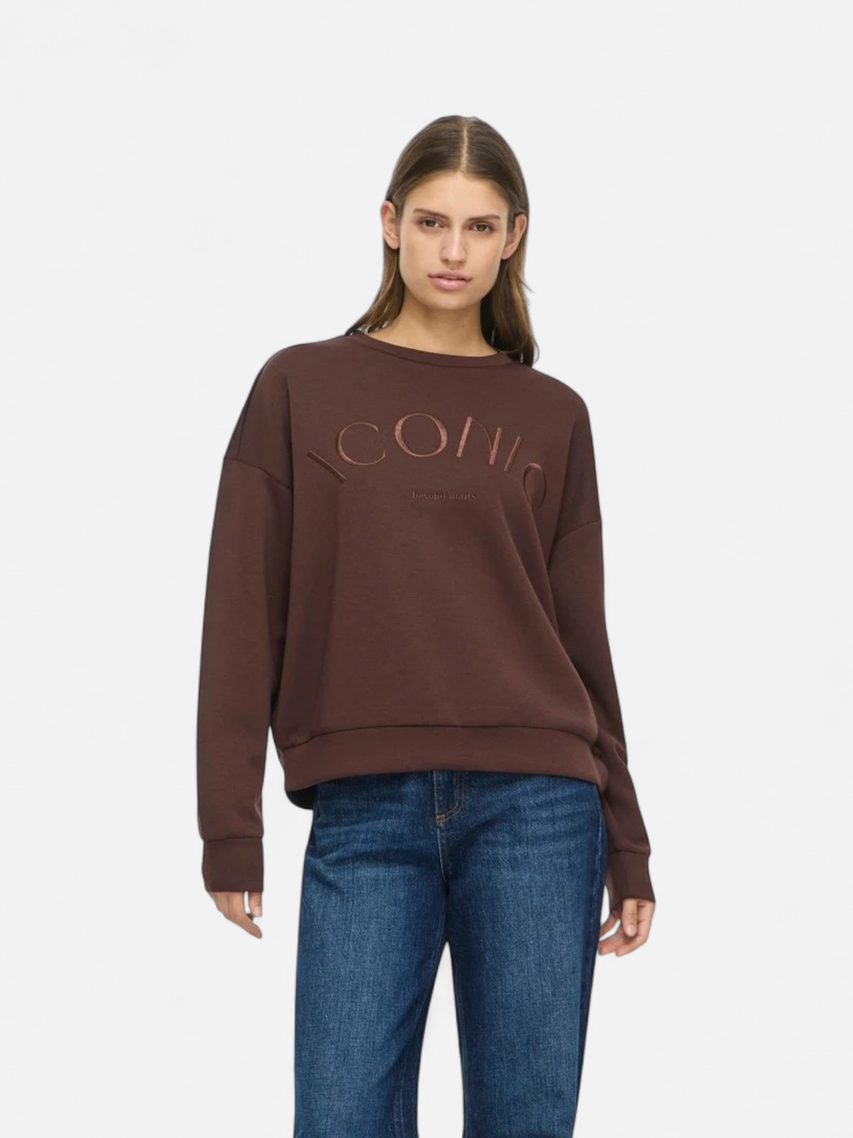 Vila naisten collegepaita Vireflect Round Neck Long Sleeved Sweatshirt, Coffee Bean - Kekäle.fi