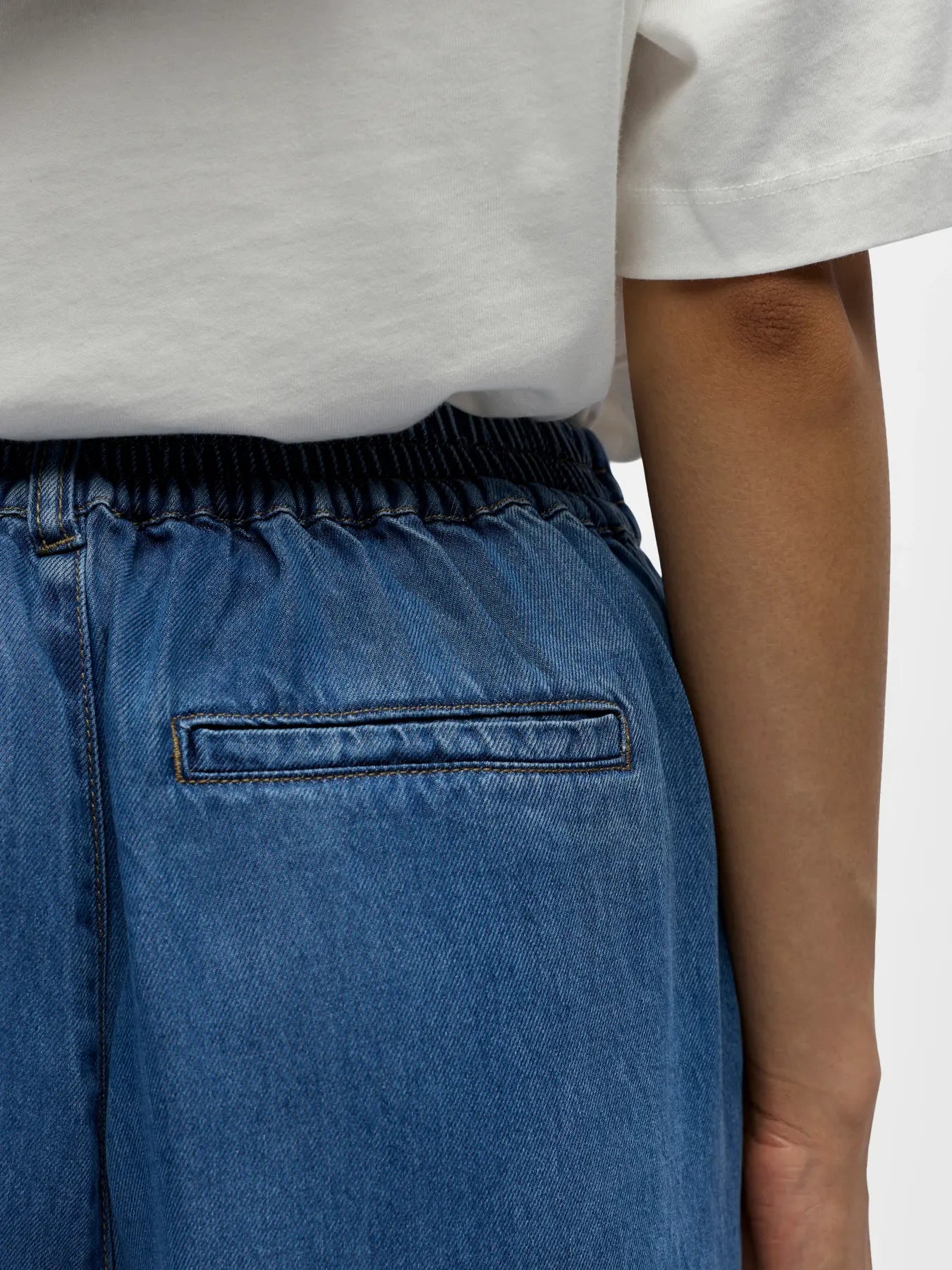 Object naisten housut OBJFrame MW Culotte Pant Noos, Medium Blue Denim