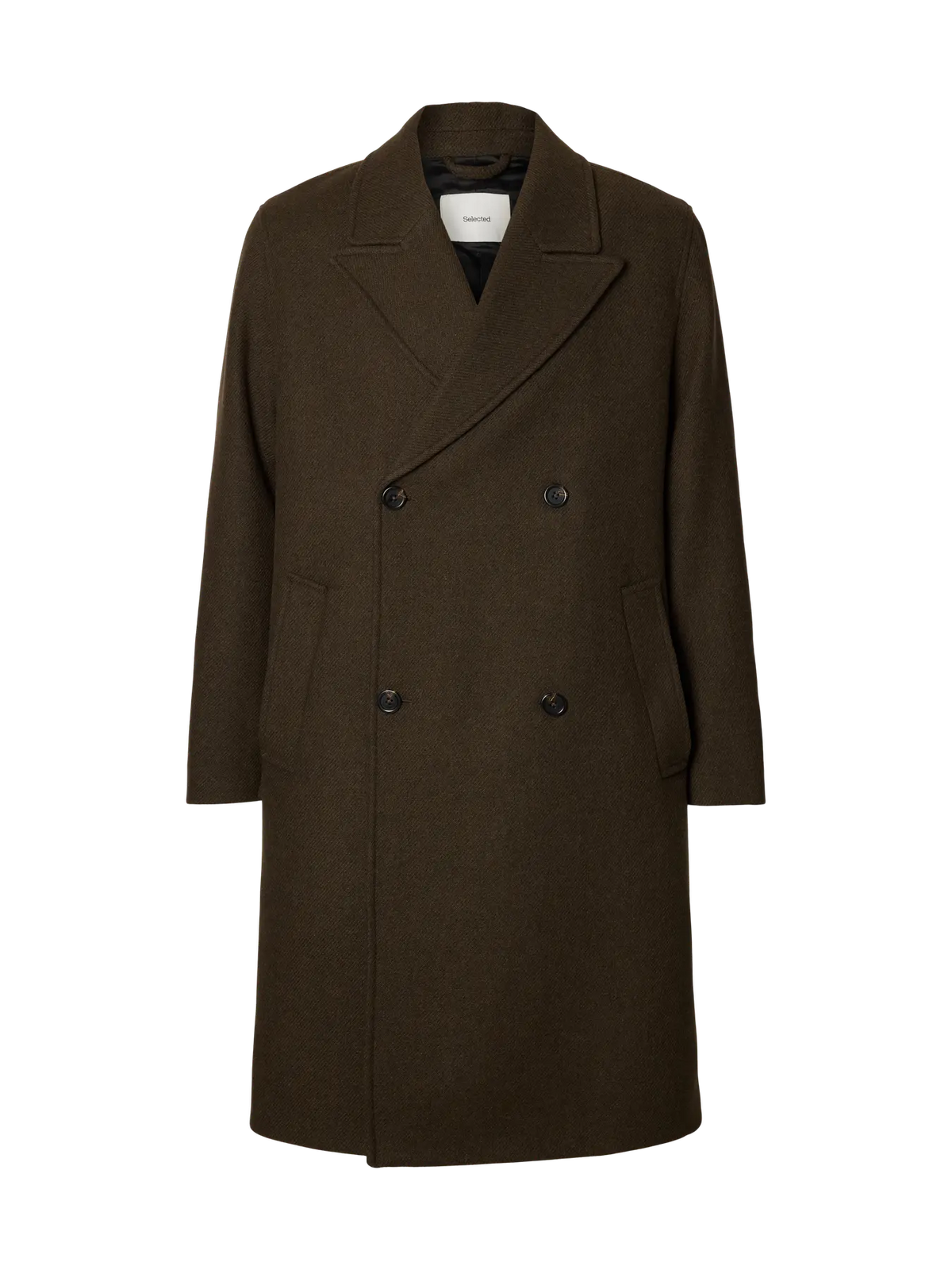Selected Men miesten villakangastakki Sergio Manteco Coat, Peat