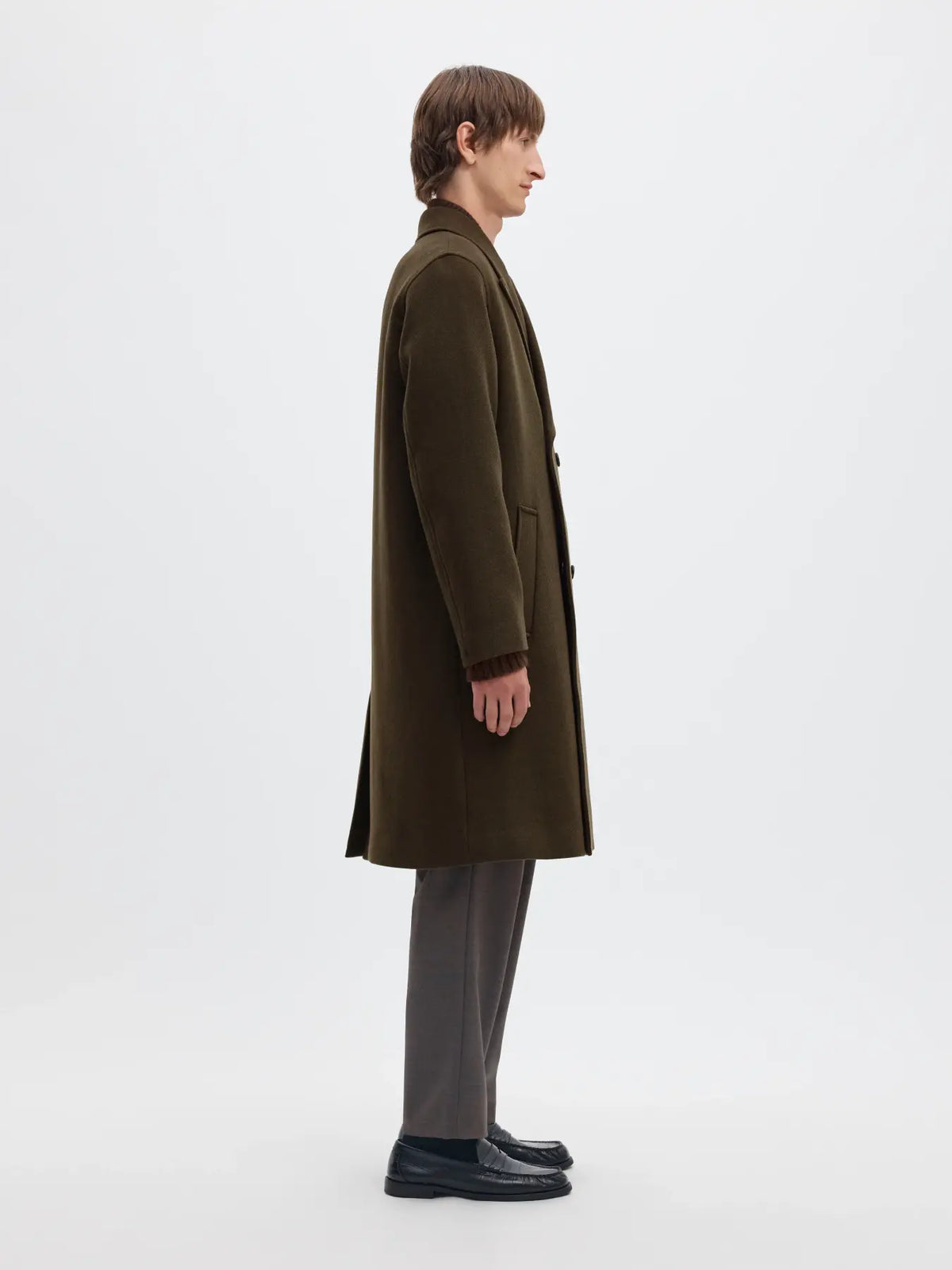 Selected Men miesten villakangastakki Sergio Manteco Coat, Peat