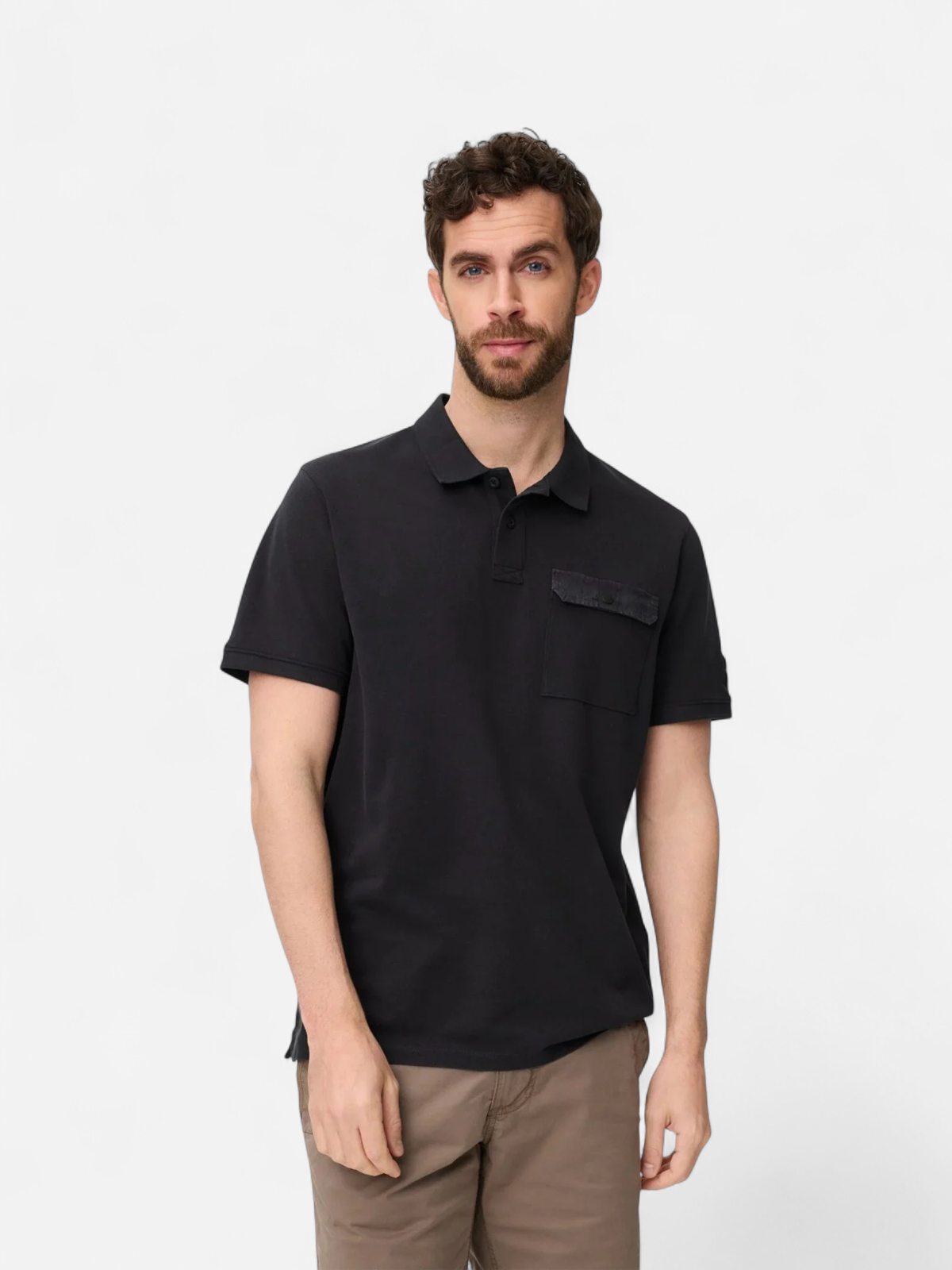 Camel Active miesten pikeepaita Washed Polo Shirt Los, hiilenmusta - Kekäle.fi