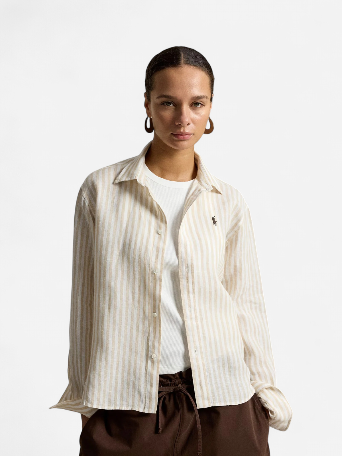 WD CRP ST-LONG SLEEVE-BUTTON SHIRT RAIDALLINEN BEIGE - Kekäle.fi