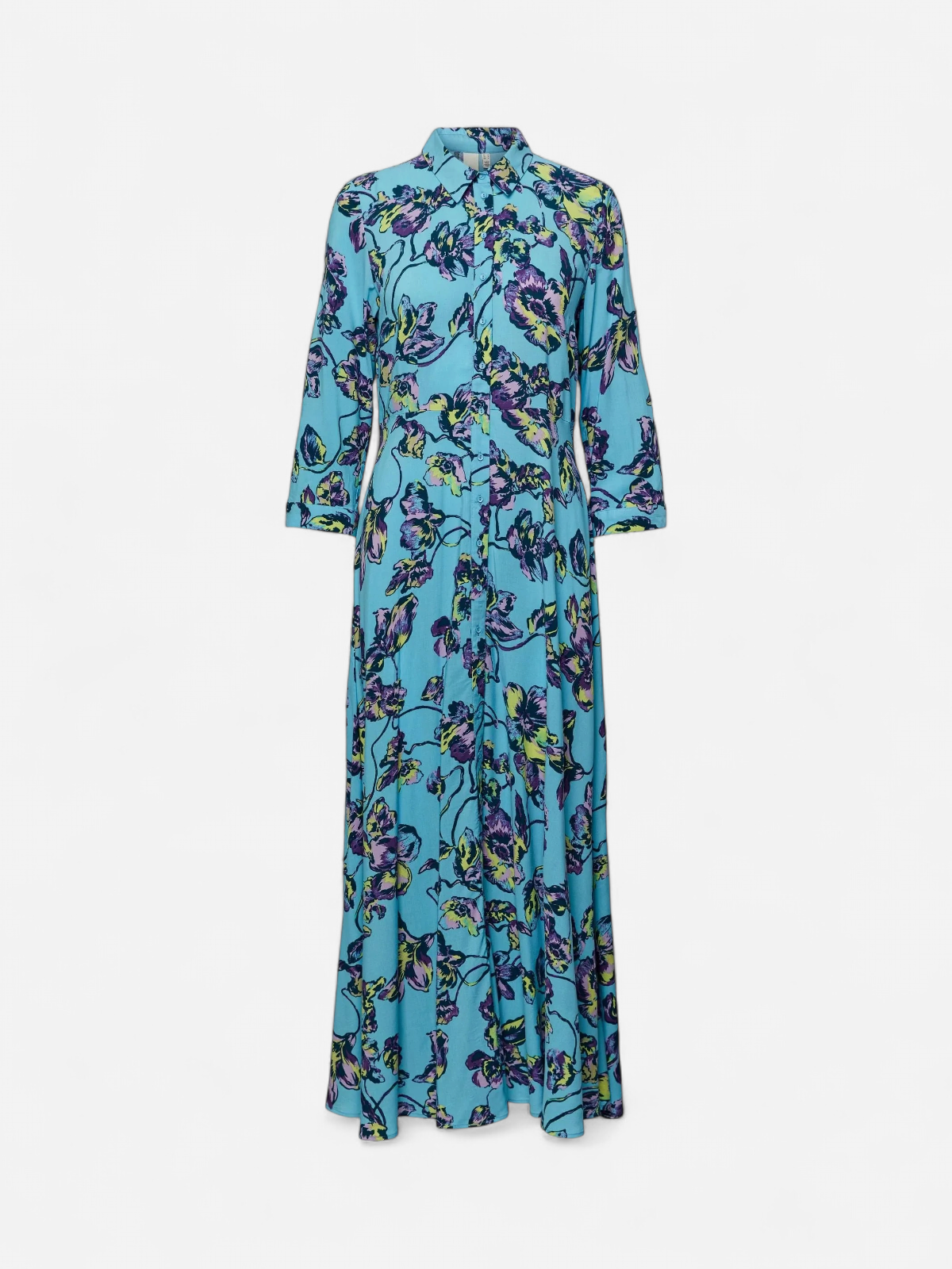 Y.A.S Naisten Maksimekko YASSAVANNA LONG SHIRT DRESS Kuosivaaleansininen - Kekäle.fi