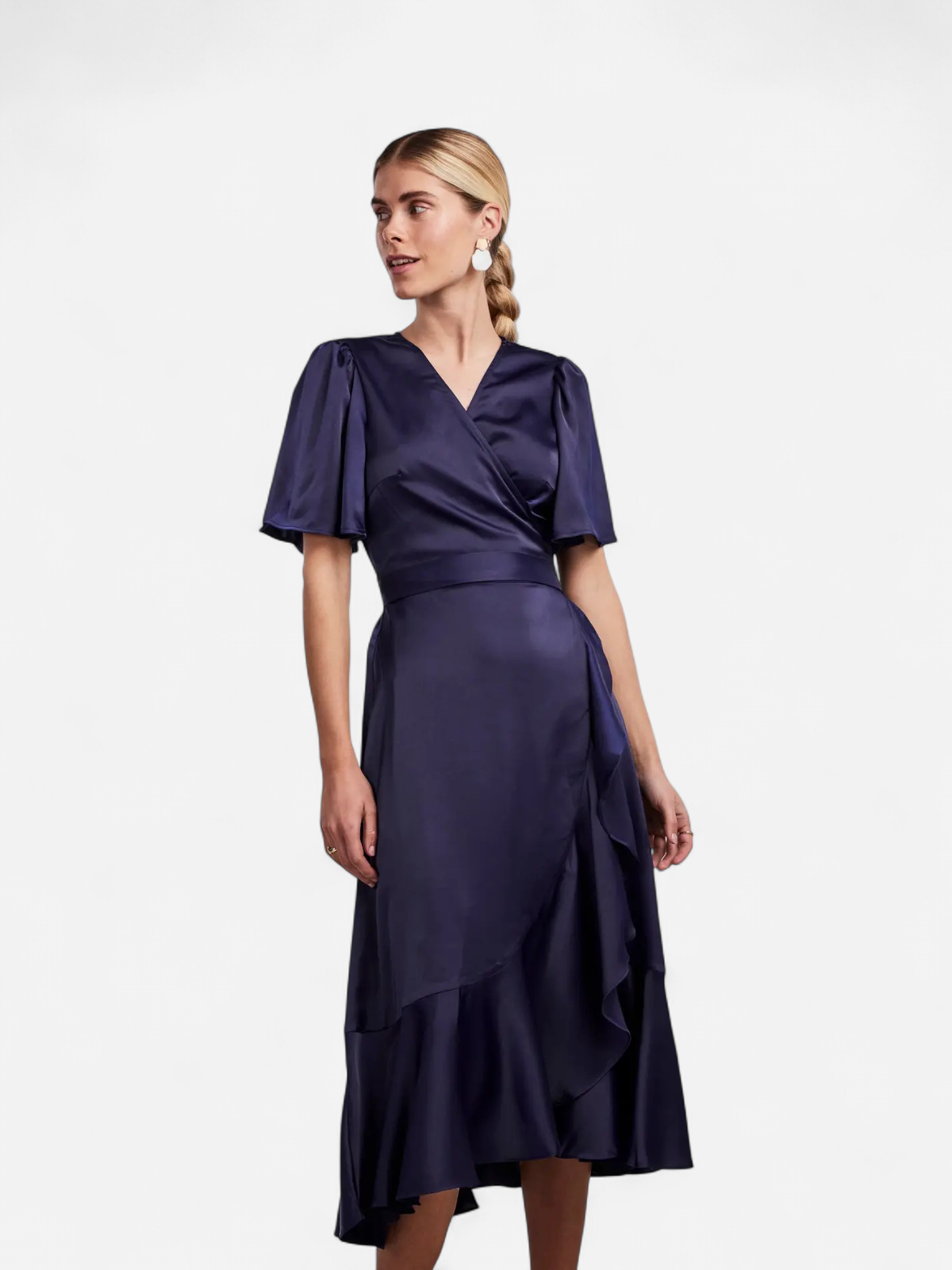 Y.A.S Naisten Mekko, YASTHEA 2/4 MIDI WRAP DRESS Evening Blue - Kekäle.fi