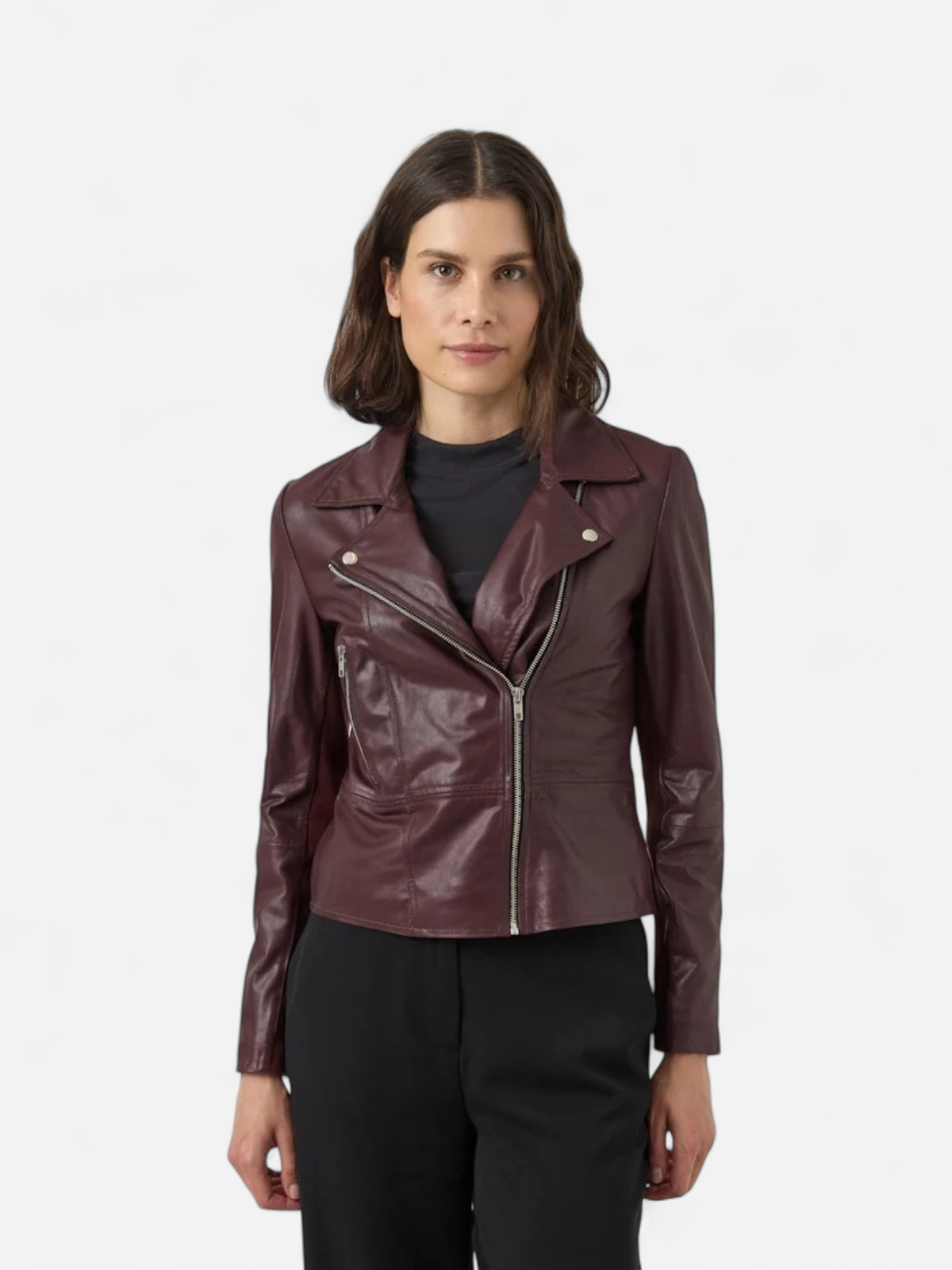 Y.A.S naisten nahkatakki, YASSOPHIE LEATHER JACKET Port Royale - Kekäle.fi