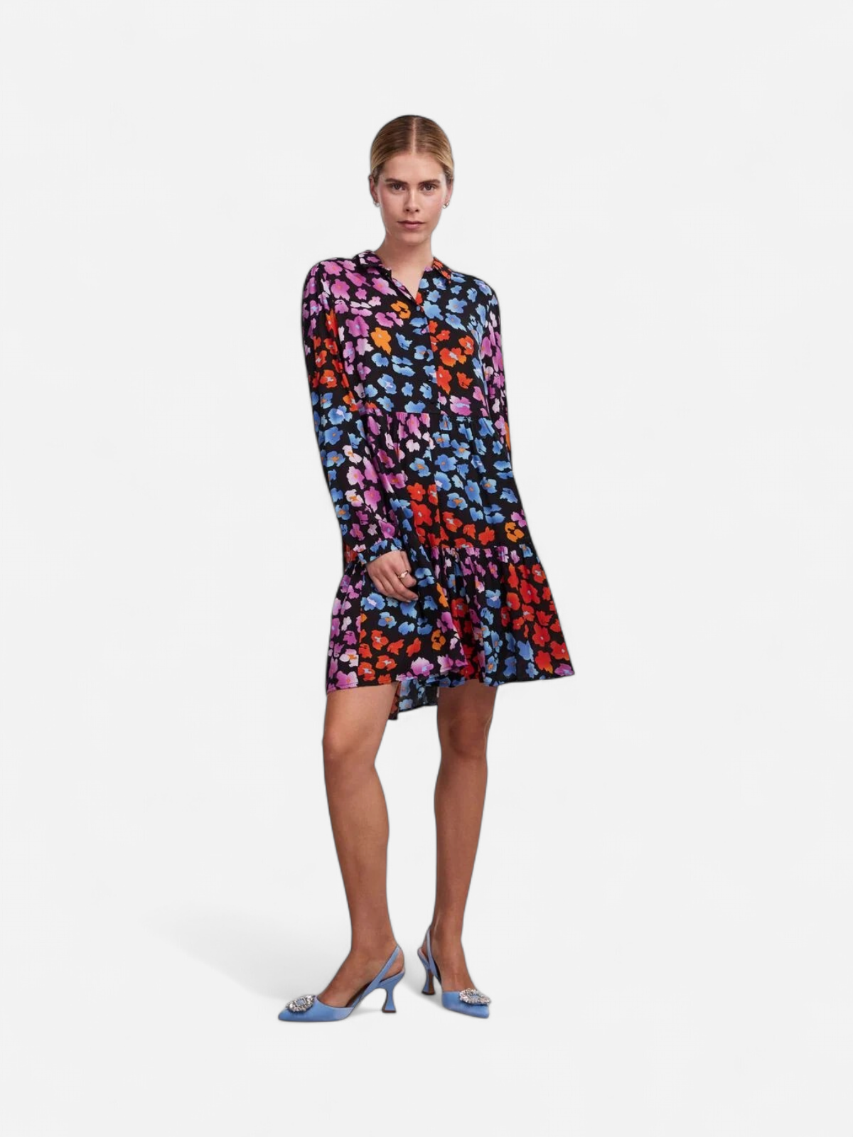Y.A.S Naisten PaitaMekko, YASALIRA LS SHIRT DRESS  NOOS Musta Kuosi - Kekäle.fi