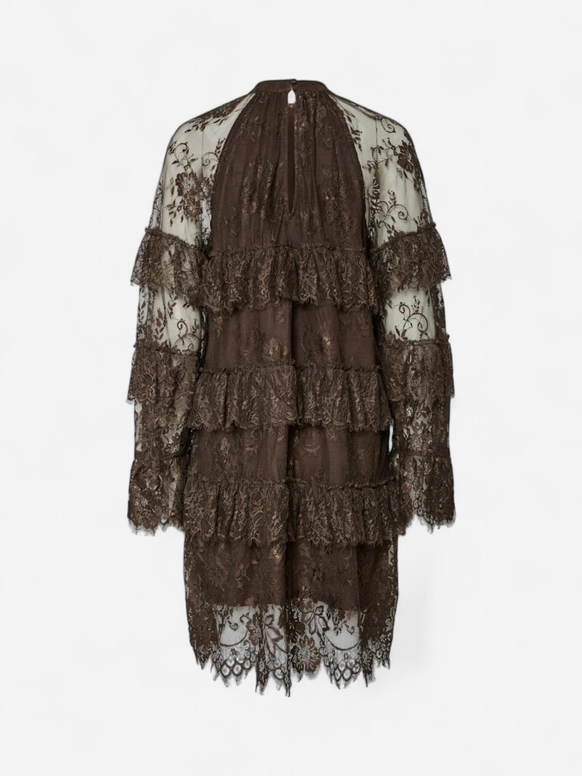 Y.A.S naisten röyhelömekko, YASLACEY LS DRESS Chocolate Brown - Kekäle.fi