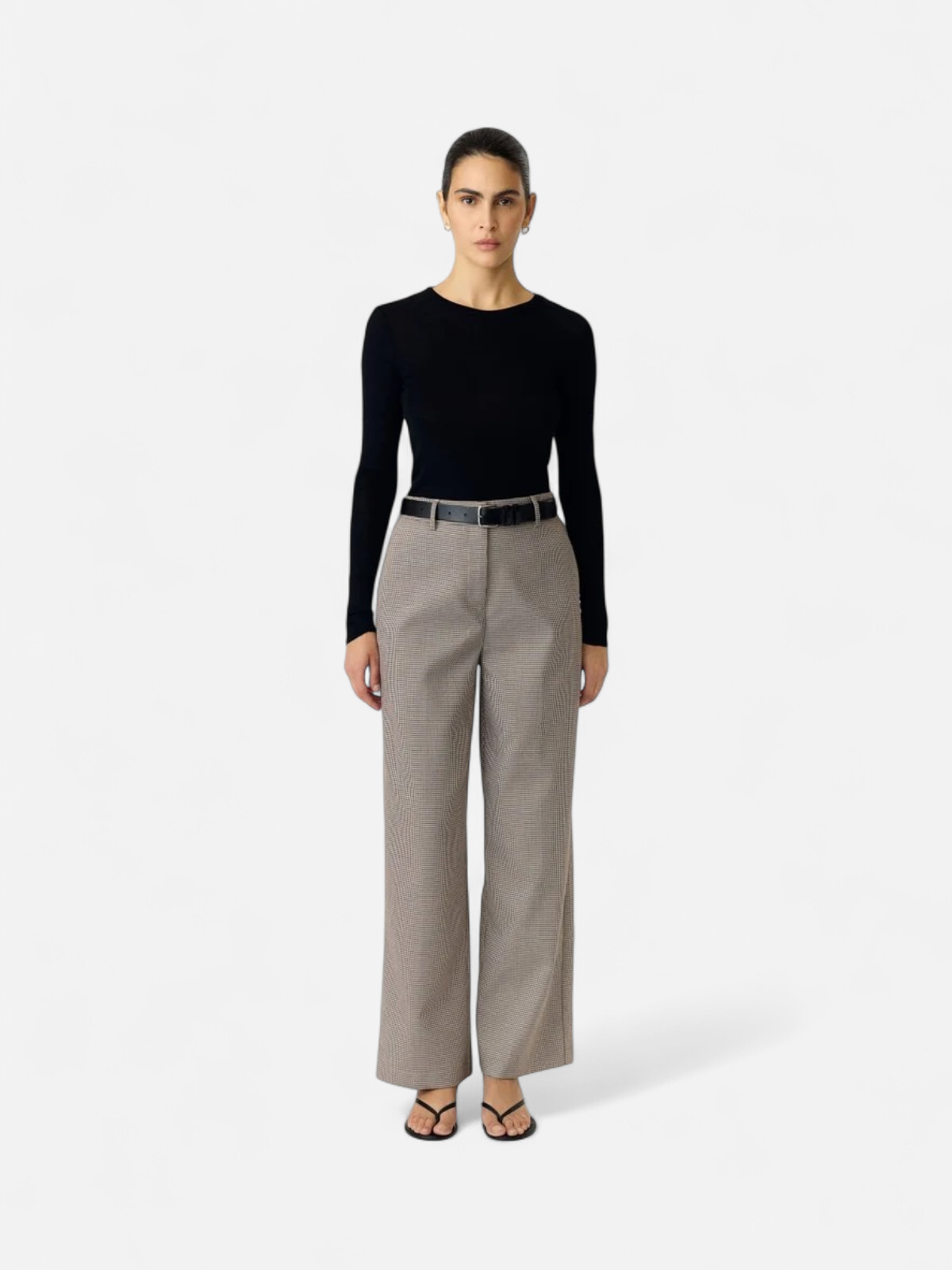 YASCHEKKA HW WIDE PANTS NOOS Black w. checks - Kekäle.fi