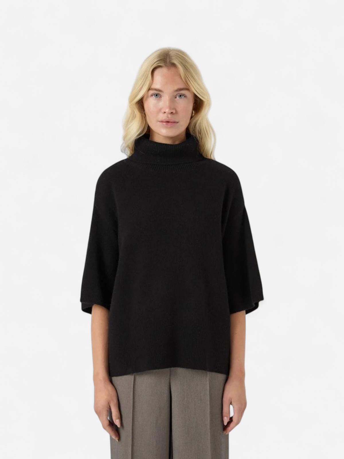 Y.A.S naisten neulepusero, YASEMILA 2/4 WOOL KNIT PULLOVER S. NOOS Black - Kekäle.fi