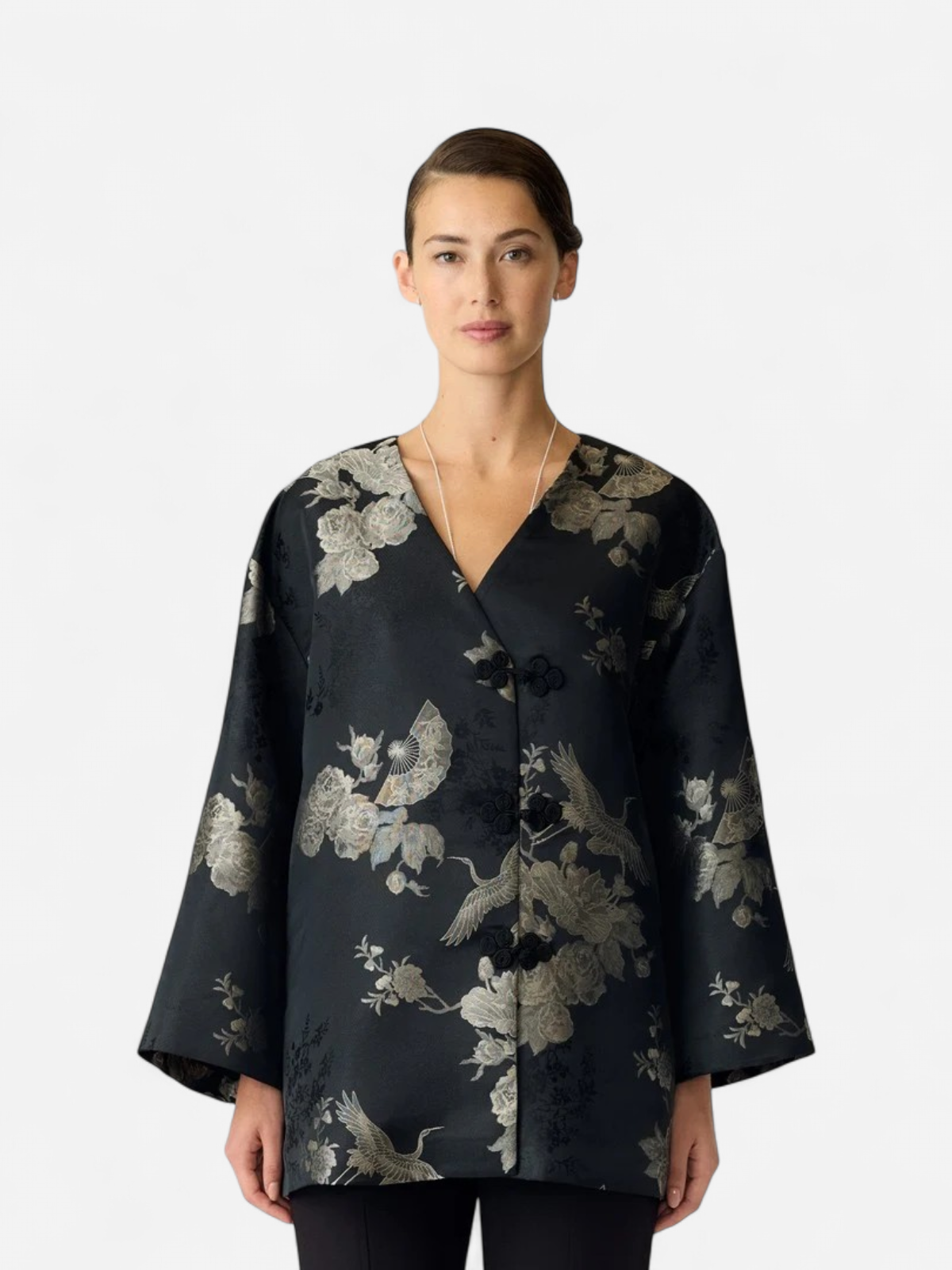 YAS naisten kevyt takki Yasjade 7/8 Kimono Jacket, Black Jade Print - Kekäle.fi