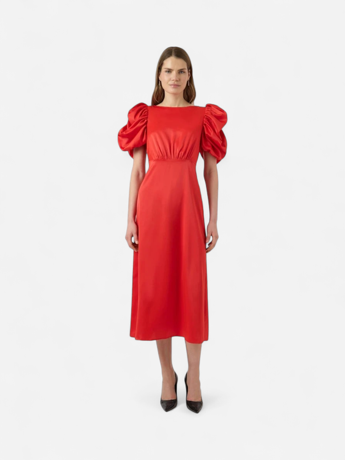 Y.A.S Naisten Mekko Yaspella 2/4 Long Dress S. Fiery Red, satiini - Kekäle.fi
