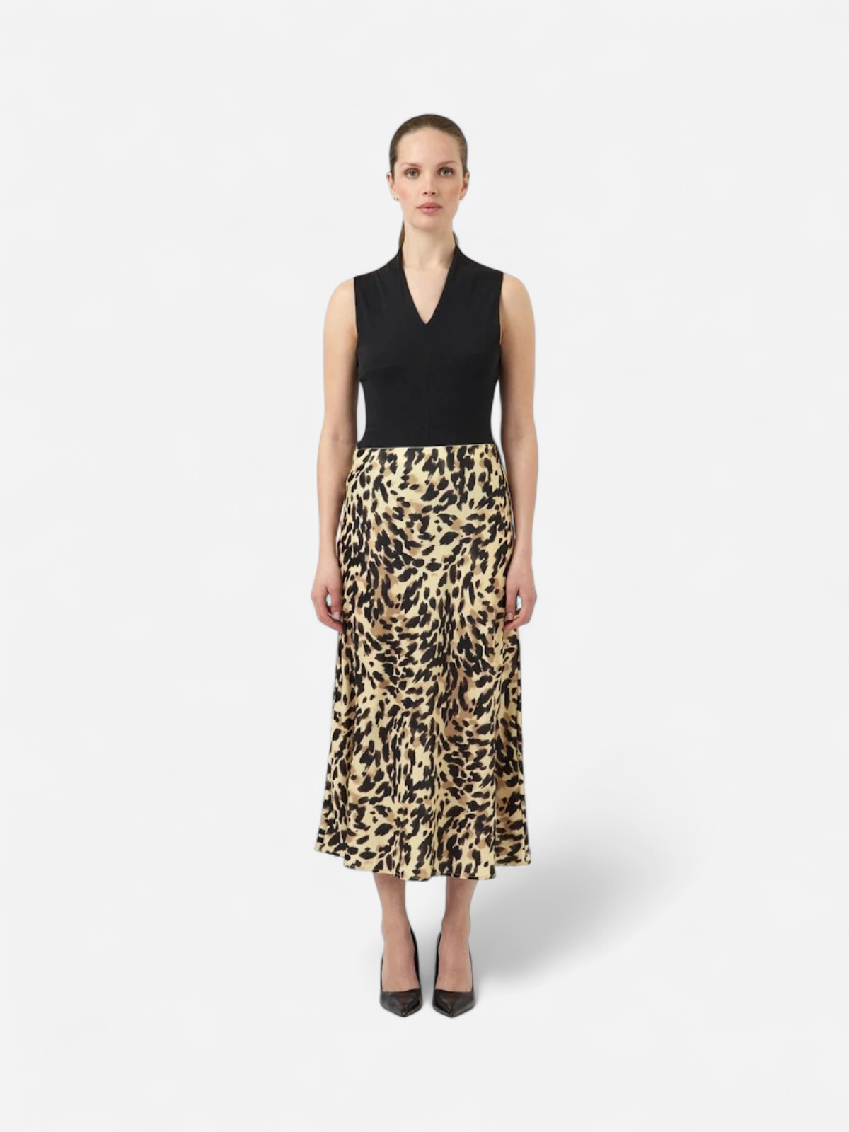 Y.A.S hame YASPella HW Midi Skirt, Black Leo Print - Kekäle.fi