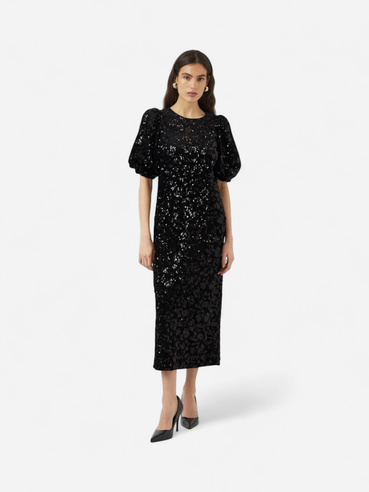 Y.A.S naisten mekko YASSOFIE 2/4 SEQUIN MIDI DRESS, musta - Kekäle.fi