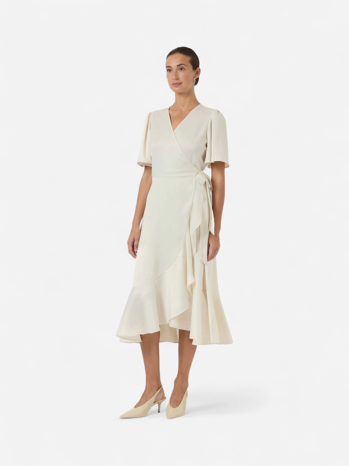 Y.A.S mekko YASTHEA 2/4 MIDI WRAP DRESS S. NOOS, Gardenia - Kekäle.fi