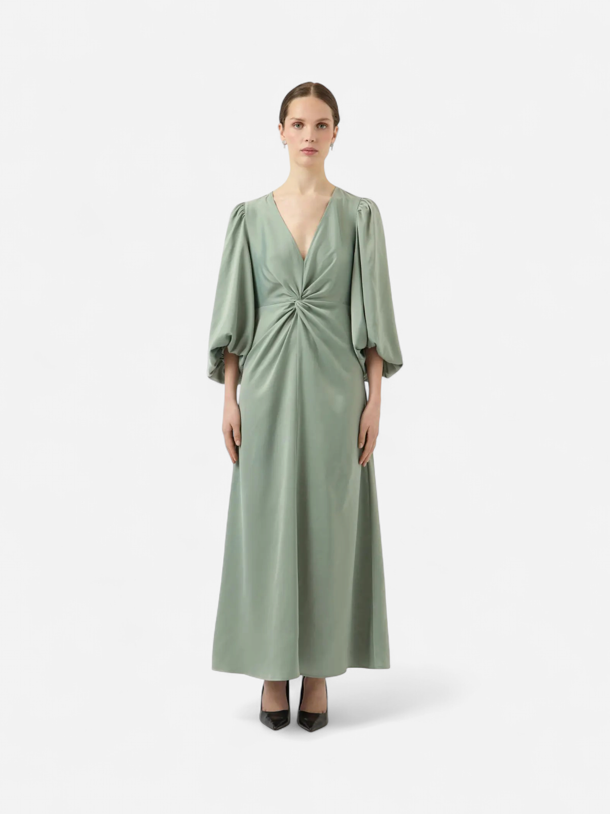 Y.A.S mekko YASThea LS Long Dress S. Noos, Green Milieu - Kekäle.fi