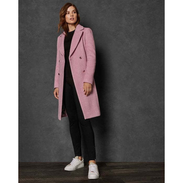 Ted Baker Naisten Villakangastakki Saffra Wool Midi Vaaleanpunainen Kekale