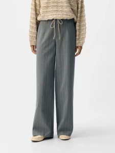 Object naisten housut, OBJLISA WIDE PANT AOP Medium Grey Melange