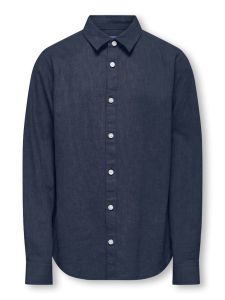 only-and-sons-junior-kauluspaita-osjcaiden-life-ls-solid-linen-shirt-tummansininen-1