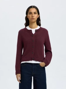 selected-femme-naisten-neuletakki-slfivy-ls-knit-o-neck-cardigan-noos-viininpunainen-1