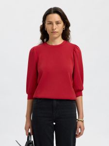 selected-femme-naisten-pusero-slftenny-3-4-sweat-top-noos-equestrian-red-1