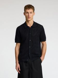 selected-miesten-paita-arco-ss-knit-structure-polo-musta-1