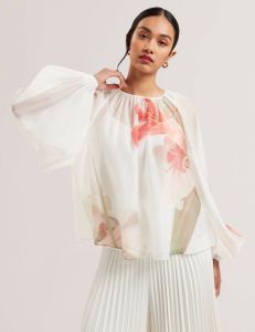 ted-baker-naisten-pusero-eriana-organza-puff-sleeve-blouse-valkopohjainen-kuosi-1