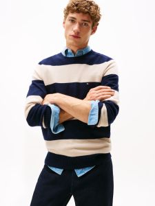tommy-hilfiger-miesten-neulepusero-clambswool-crew-neck-tummansininen-raita-1