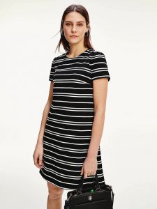 tommy-hilfiger-naisten-mekko-stella-textured-dress-2nd-hand-raidallinen-sininen-1