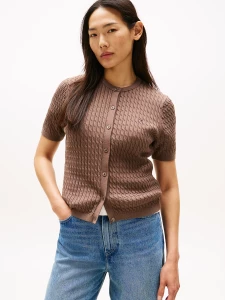 tommy-hilfiger-naisten-neuletakki-co-cable-fine-ss-c-cardigan-tummanruskea-1