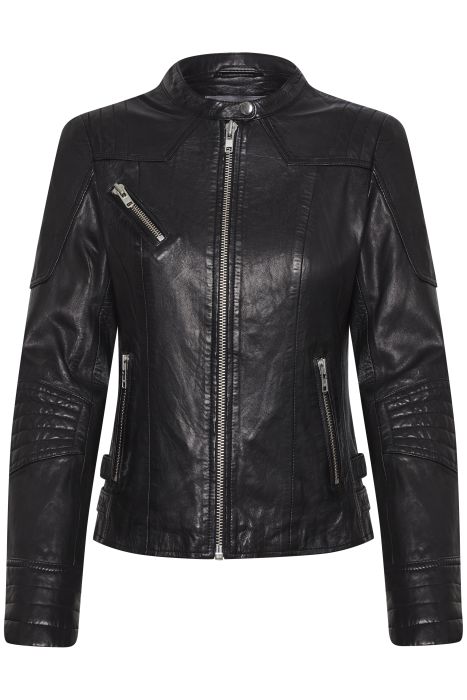 Culture, Naisten Nahkatakki, Bentley Leather Jacket Musta - Kekäle