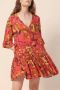 halo-naisten-lyhyt-pellavamekko-reidar-linen-mini-frill-dress-punainen-kuosi-1
