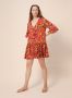 halo-naisten-lyhyt-pellavamekko-reidar-linen-mini-frill-dress-punainen-kuosi-3