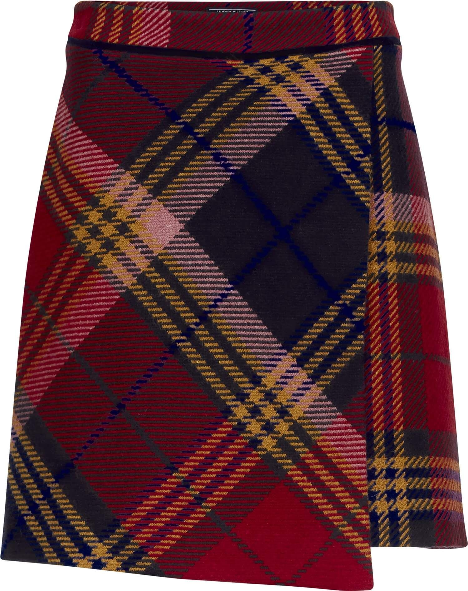 Tommy Hilfiger Naisten Hame Kathleen Mini Wrap Skirt Punainen Ruutu Kekale