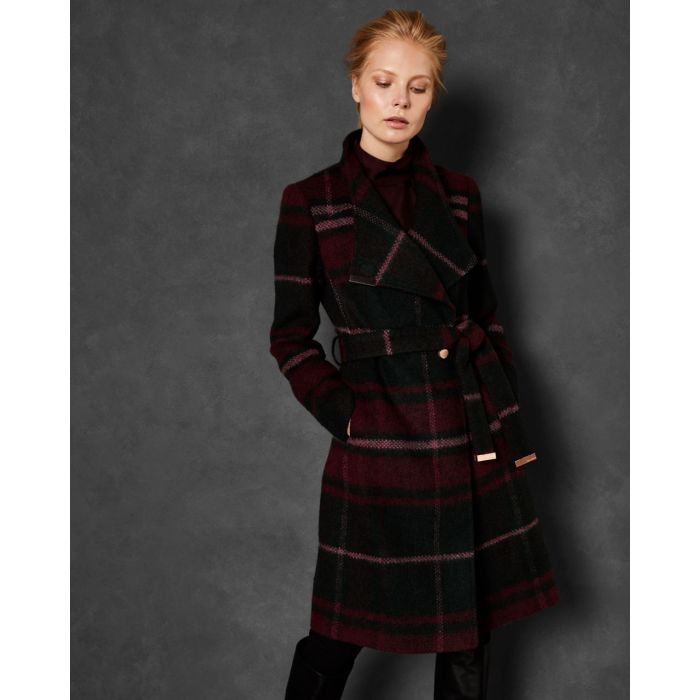 Ted Baker Naisten Villakangastakki Skaalet Check Long Sininen